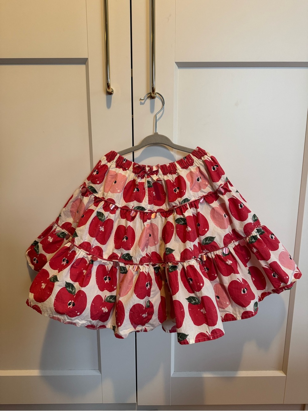 Pink Chicken Apple Print Skirt | Size 10Y